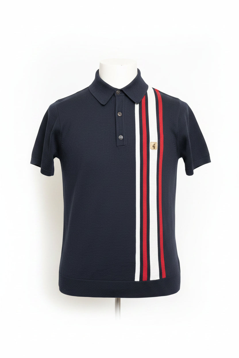 Gabicci Vintage short sleeve stripe knit polo