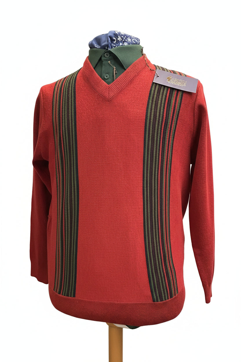 Gabicci Heritage Men's Striped Vee Neck Jumper