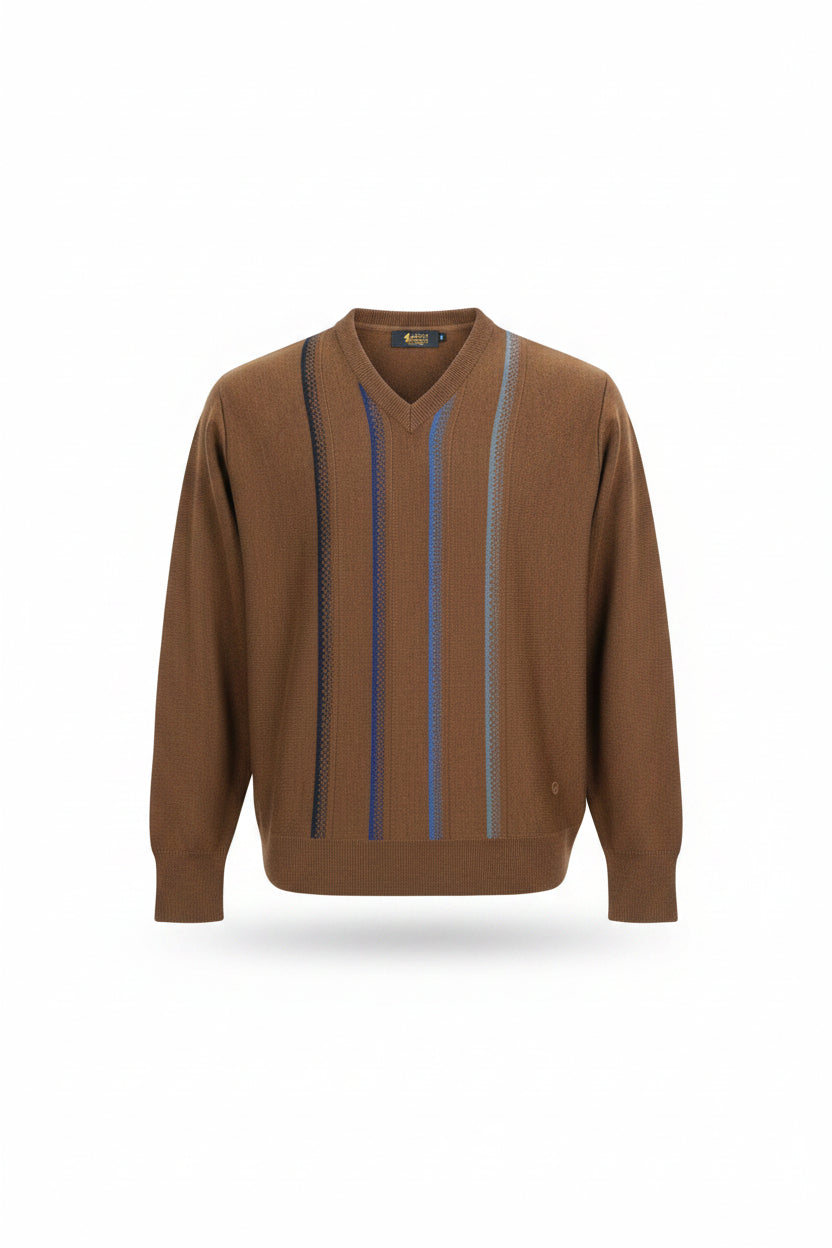 Gabicci Heritage Men's Striped Vee Neck Jumper