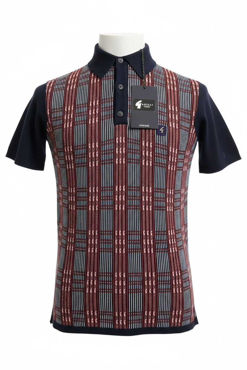 Gabicci Vintage short sleeve patterned knit polo