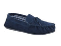 Navy Blue Real Suede Moccasin Slippers