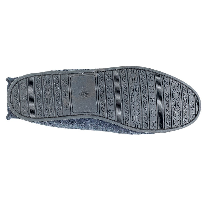 Navy Blue Real Suede Moccasin Slippers