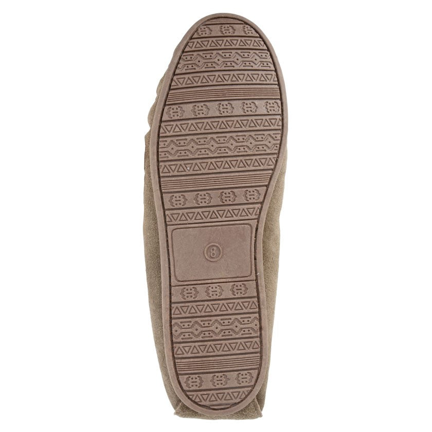 Taupe Real Suede Moccasin Slippers