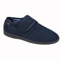 Navy Microfibre Touch Fastening Memory Foam Slippers