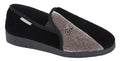 Black & Grey Velour Memory Foam Slippers