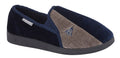 Navy & Grey Velour Memory Foam Slippers